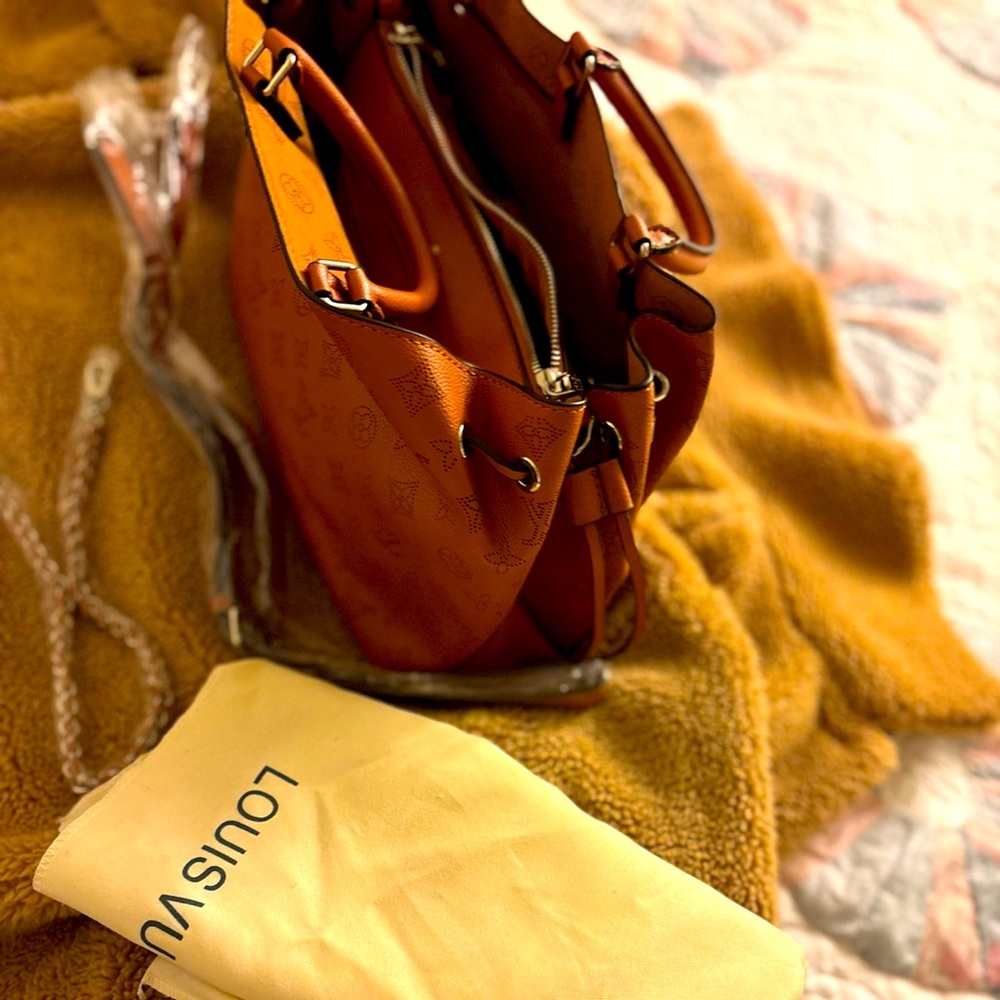 LV designers Brown Leather Tote Bag